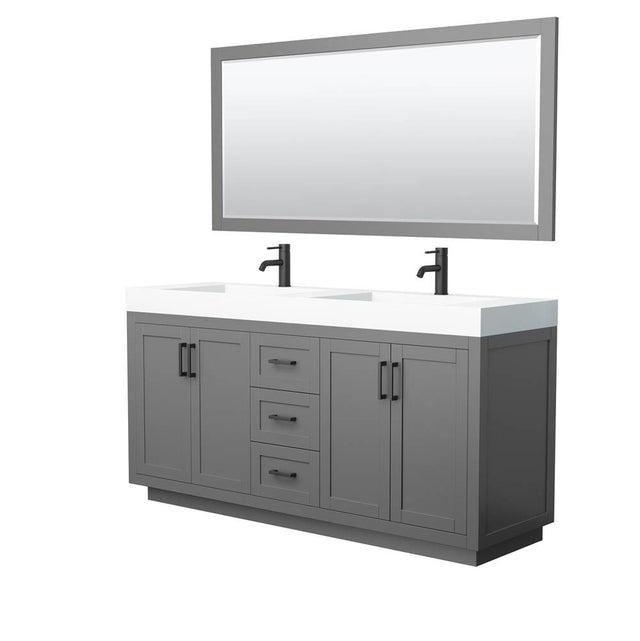 Wyndham Collection - Miranda 72 Inch Double Bathroom Vanity in Dark Gray