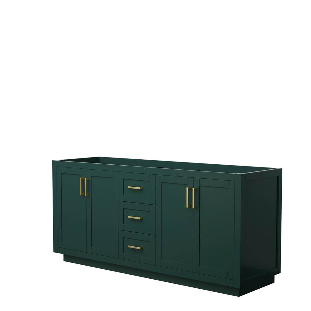 Wyndham Collection - Miranda 72 Inch Double Bathroom Vanity in Green, No Countertop, No Sink, Brushed Gold Trim