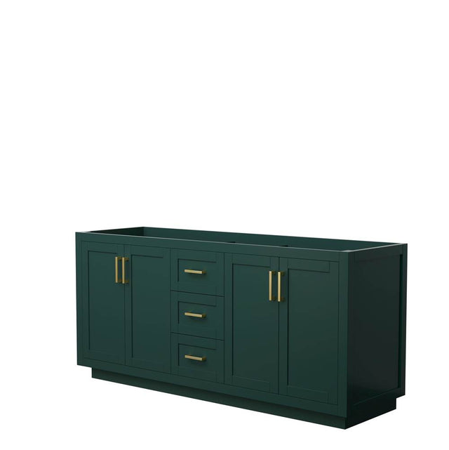 Wyndham Collection - Miranda 72 Inch Double Bathroom Vanity in Green, No Countertop, No Sink, Brushed Gold Trim