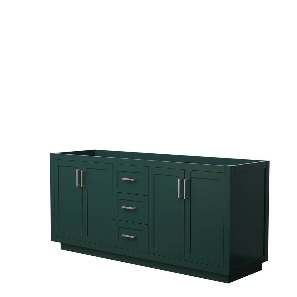 Wyndham Collection - Miranda 72 Inch Double Bathroom Vanity in Green, No Countertop, No Sink, Brushed Nickel Trim