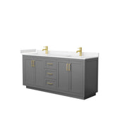Wyndham Collection - Miranda 72 Inch Double Bathroom Vanity in Dark Gray, Carrara Cultured Marble Countertop, Undermount Square Sinks, Brushed Gold Trim