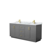 Wyndham Collection - Miranda 72 Inch Double Bathroom Vanity in Dark Gray, White Carrara Marble Countertop, Undermount Square Sinks, Brushed Gold Trim