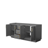 Miranda 72 Inch Double Bathroom Vanity in Dark Gray, No Countertop, No Sink, Brushed Gold Trim
