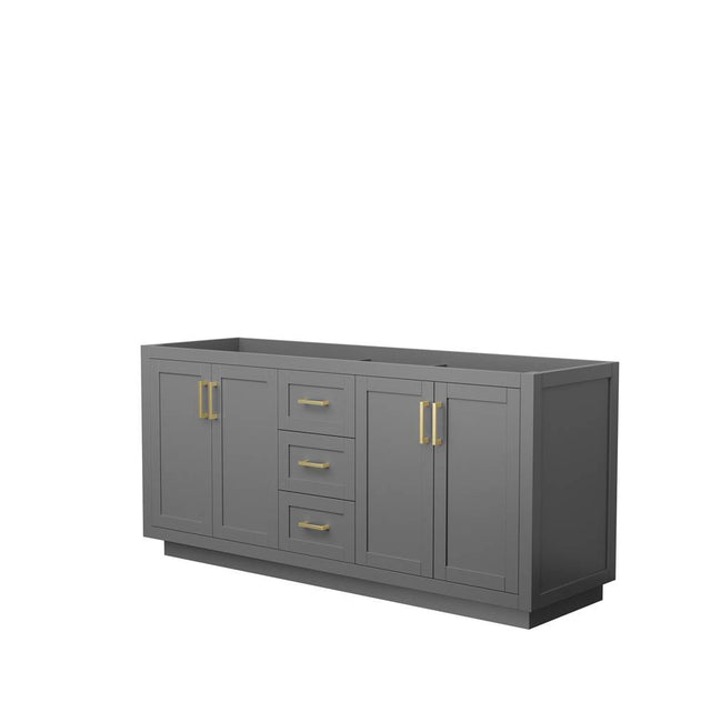 Wyndham Collection - Miranda 72 Inch Double Bathroom Vanity in Dark Gray, No Countertop, No Sink, Brushed Gold Trim