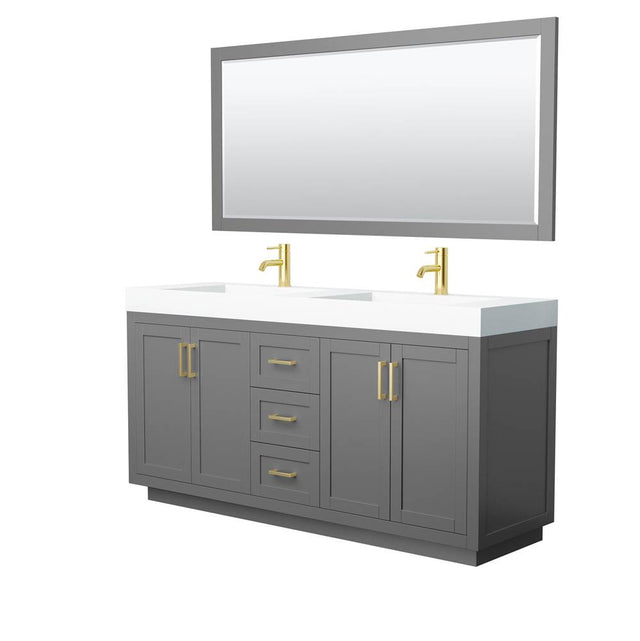 Wyndham Collection - Miranda 72 Inch Double Bathroom Vanity in Dark Gray
