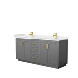 Wyndham Collection - Miranda 72 Inch Double Bathroom Vanity in Dark Gray, White Cultured Marble Countertop, Undermount Square Sinks, Brushed Gold Trim