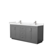 Wyndham Collection - Miranda 72 Inch Double Bathroom Vanity in Dark Gray, Carrara Cultured Marble Countertop, Undermount Square Sinks, Brushed Nickel Trim