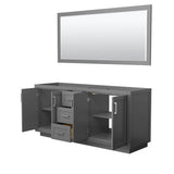 Miranda 72 Inch Double Bathroom Vanity in Dark Gray, No Countertop, No Sink, Brushed Nickel Trim, 70 Inch Mirror