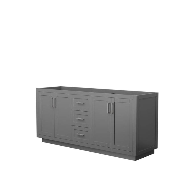 Wyndham Collection - Miranda 72 Inch Double Bathroom Vanity in Dark Gray, No Countertop, No Sink, Brushed Nickel Trim