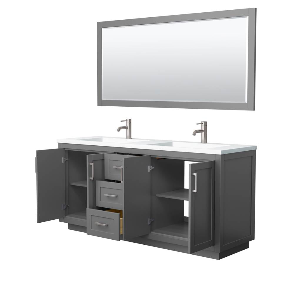 Miranda 72 Inch Double Bathroom Vanity in Dark Gray