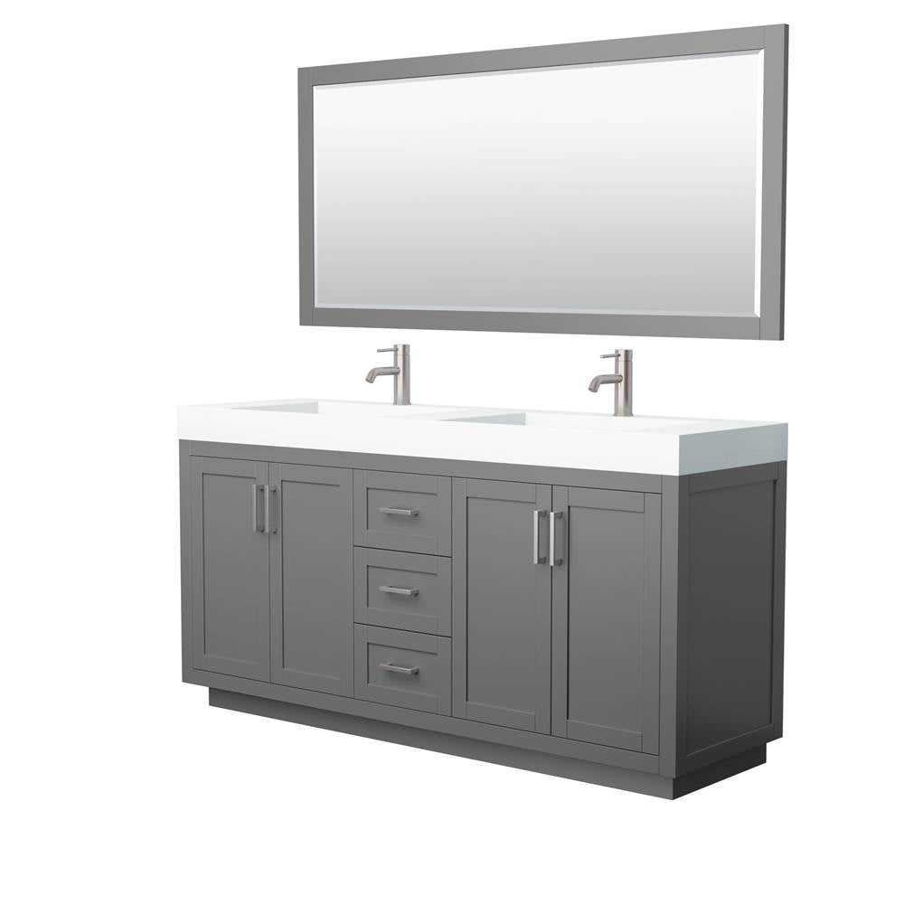Wyndham Collection - Miranda 72 Inch Double Bathroom Vanity in Dark Gray