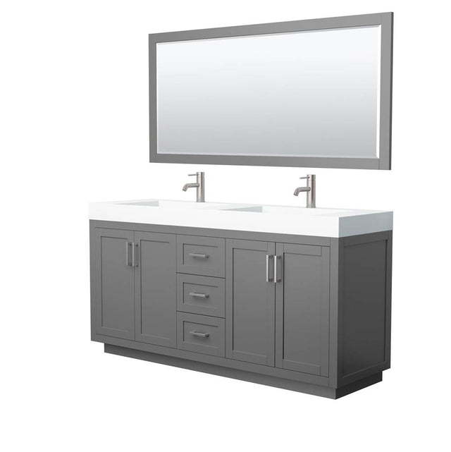 Wyndham Collection - Miranda 72 Inch Double Bathroom Vanity in Dark Gray