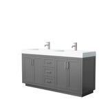 Wyndham Collection - Miranda 72 Inch Double Bathroom Vanity in Dark Gray, 4 Inch Thick Matte White Solid Surface Countertop, Integrated Sinks, Brushed Nickel Trim