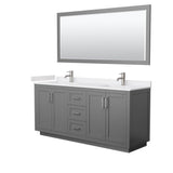 Wyndham Collection - Miranda 72 Inch Double Bathroom Vanity in Dark Gray, White Cultured Marble Countertop, Undermount Square Sinks, Brushed Nickel Trim, 70 Inch Mirror