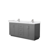 Wyndham Collection - Miranda 72 Inch Double Bathroom Vanity in Dark Gray, White Cultured Marble Countertop, Undermount Square Sinks, Brushed Nickel Trim