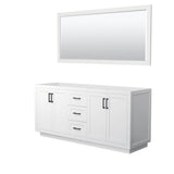 Wyndham Collection - Miranda 72 Inch Double Bathroom Vanity in White, No Countertop, No Sink, Matte Black Trim, 70 Inch Mirror