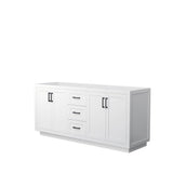 Wyndham Collection - Miranda 72 Inch Double Bathroom Vanity in White, No Countertop, No Sink, Matte Black Trim