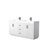 Wyndham Collection - Miranda 72 Inch Double Bathroom Vanity in White, 4 Inch Thick Matte White Solid Surface Countertop, Integrated Sinks, Matte Black Trim