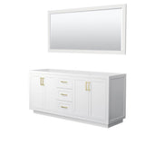 Wyndham Collection - Miranda 72 Inch Double Bathroom Vanity in White, No Countertop, No Sink, Brushed Gold Trim, 70 Inch Mirror