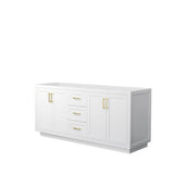Wyndham Collection - Miranda 72 Inch Double Bathroom Vanity in White, No Countertop, No Sink, Brushed Gold Trim