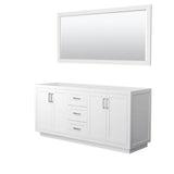 Wyndham Collection - Miranda 72 Inch Double Bathroom Vanity in White, No Countertop, No Sink, Brushed Nickel Trim, 70 Inch Mirror