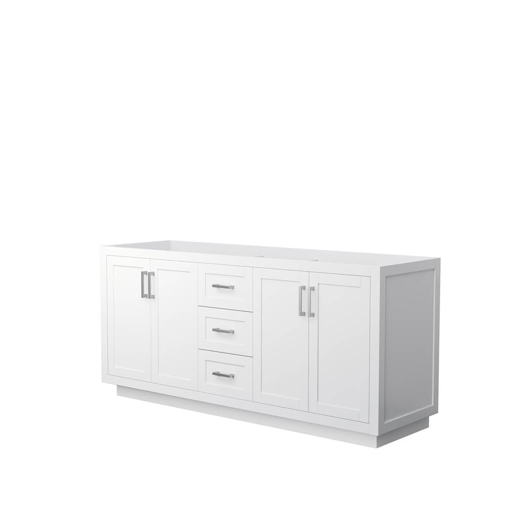 Wyndham Collection - Miranda 72 Inch Double Bathroom Vanity in White, No Countertop, No Sink, Brushed Nickel Trim
