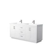 Wyndham Collection - Miranda 72 Inch Double Bathroom Vanity in White, 1.25 Inch Thick Matte White Solid Surface Countertop, Integrated Sinks, Brushed Nickel Trim