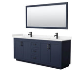 Wyndham Collection - Miranda 80 Inch Double Bathroom Vanity in Dark Blue
