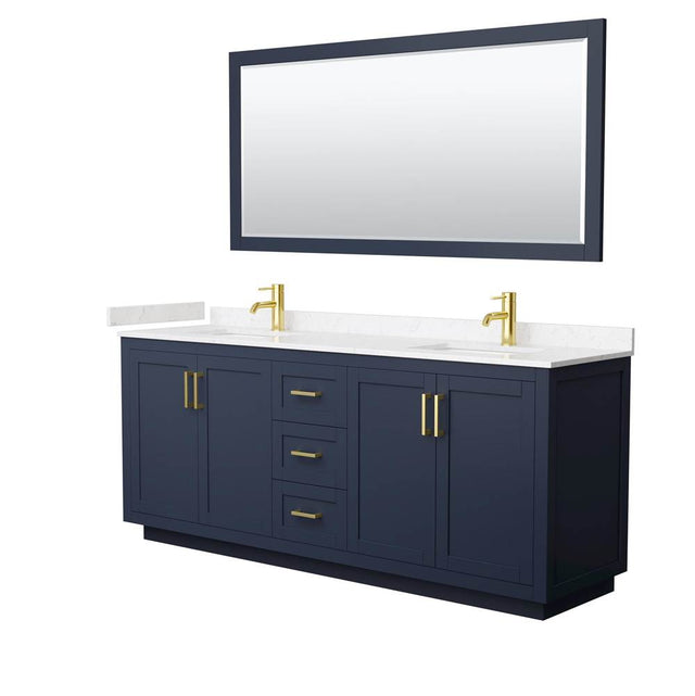 Wyndham Collection - Miranda 80 Inch Double Bathroom Vanity in Dark Blue