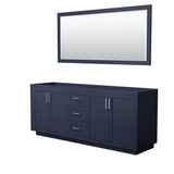 Wyndham Collection - Miranda 80 Inch Double Bathroom Vanity in Dark Blue, No Countertop, No Sink, Brushed Nickel Trim, 70 Inch Mirror