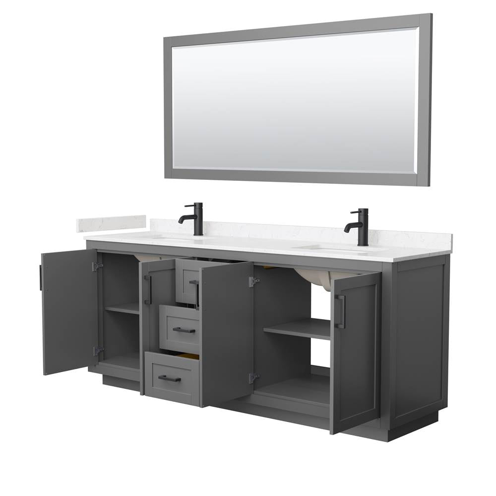 Miranda 80 Inch Double Bathroom Vanity in Dark Gray