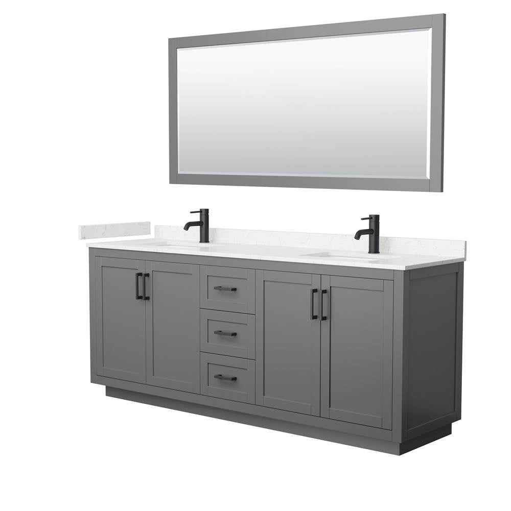 Wyndham Collection - Miranda 80 Inch Double Bathroom Vanity in Dark Gray