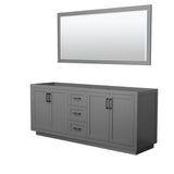 Wyndham Collection - Miranda 80 Inch Double Bathroom Vanity in Dark Gray, No Countertop, No Sink, Matte Black Trim, 70 Inch Mirror