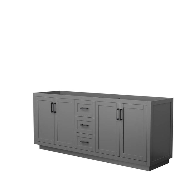 Wyndham Collection - Miranda 80 Inch Double Bathroom Vanity in Dark Gray, No Countertop, No Sink, Matte Black Trim