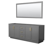 Wyndham Collection - Miranda 80 Inch Double Bathroom Vanity in Dark Gray, No Countertop, No Sink, Brushed Gold Trim, 70 Inch Mirror