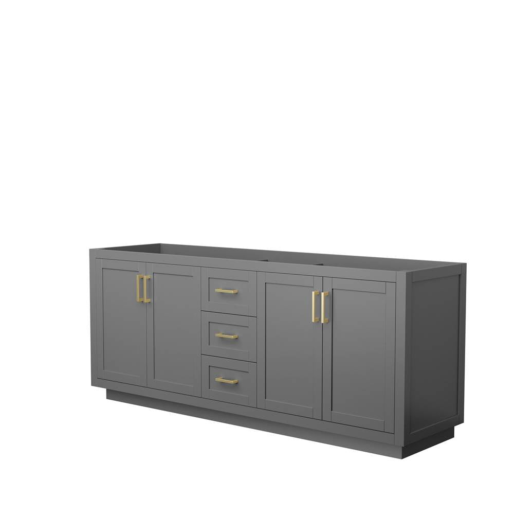 Wyndham Collection - Miranda 80 Inch Double Bathroom Vanity in Dark Gray, No Countertop, No Sink, Brushed Gold Trim