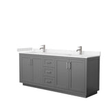 Wyndham Collection - Miranda 80 Inch Double Bathroom Vanity in Dark Gray, Light-Vein Carrara Cultured Marble Countertop, Undermount Square Sinks, Brushed Nickel Trim