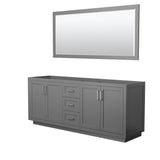 Wyndham Collection - Miranda 80 Inch Double Bathroom Vanity in Dark Gray, No Countertop, No Sink, Brushed Nickel Trim, 70 Inch Mirror