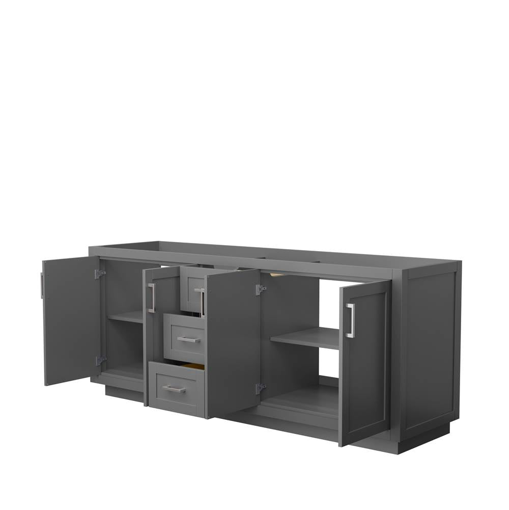 Miranda 80 Inch Double Bathroom Vanity in Dark Gray, No Countertop, No Sink, Brushed Nickel Trim