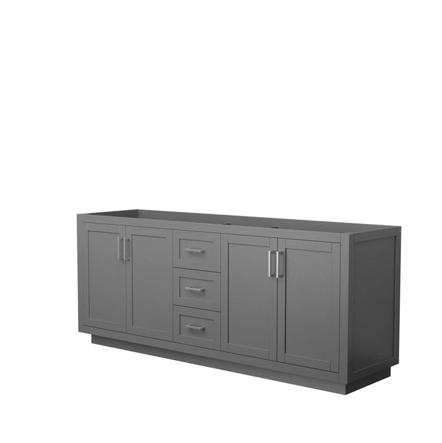 Wyndham Collection - Miranda 80 Inch Double Bathroom Vanity in Dark Gray, No Countertop, No Sink, Brushed Nickel Trim