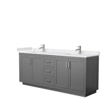 Wyndham Collection - Miranda 80 Inch Double Bathroom Vanity in Dark Gray, White Cultured Marble Countertop, Undermount Square Sinks, Brushed Nickel Trim
