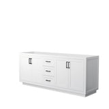 Wyndham Collection - Miranda 80 Inch Double Bathroom Vanity in White, No Countertop, No Sink, Matte Black Trim