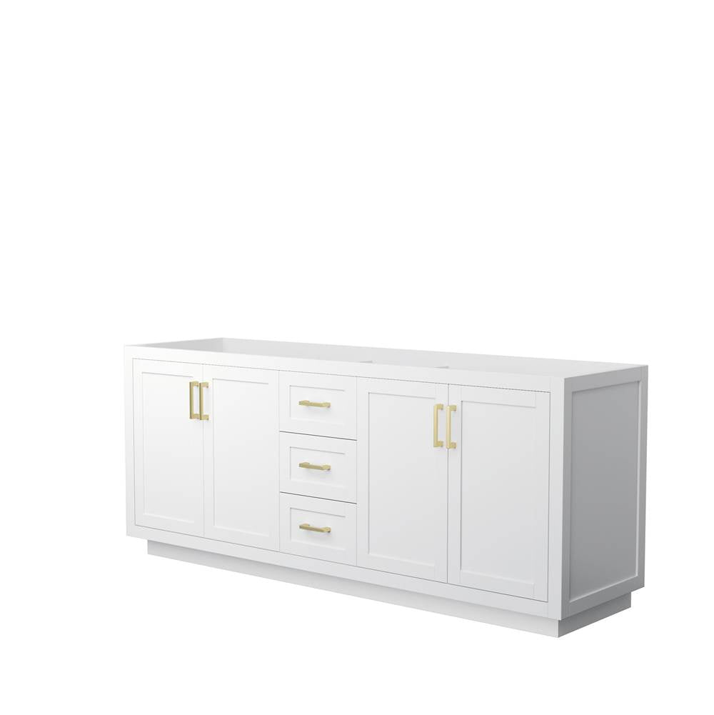 Wyndham Collection - Miranda 80 Inch Double Bathroom Vanity in White, No Countertop, No Sink, Brushed Gold Trim