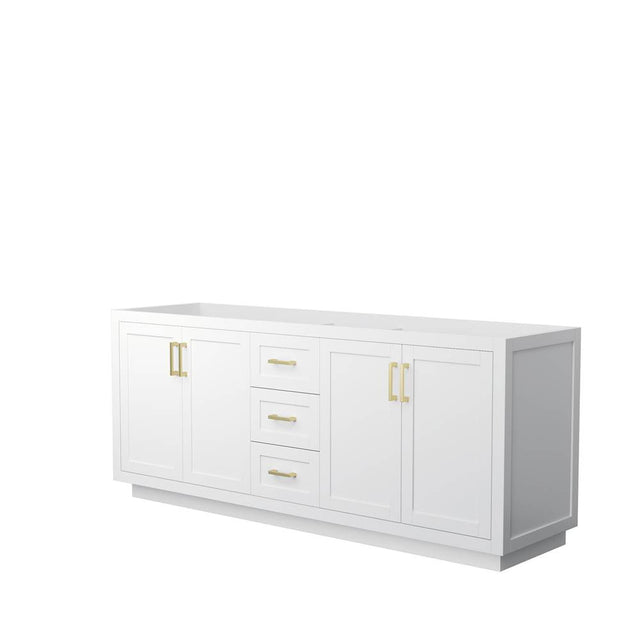 Wyndham Collection - Miranda 80 Inch Double Bathroom Vanity in White, No Countertop, No Sink, Brushed Gold Trim