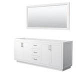 Wyndham Collection - Miranda 80 Inch Double Bathroom Vanity in White, No Countertop, No Sink, Brushed Nickel Trim, 70 Inch Mirror