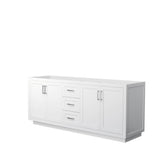 Wyndham Collection - Miranda 80 Inch Double Bathroom Vanity in White, No Countertop, No Sink, Brushed Nickel Trim