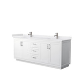 Wyndham Collection - Miranda 80 Inch Double Bathroom Vanity in White, White Cultured Marble Countertop, Undermount Square Sinks, Brushed Nickel Trim