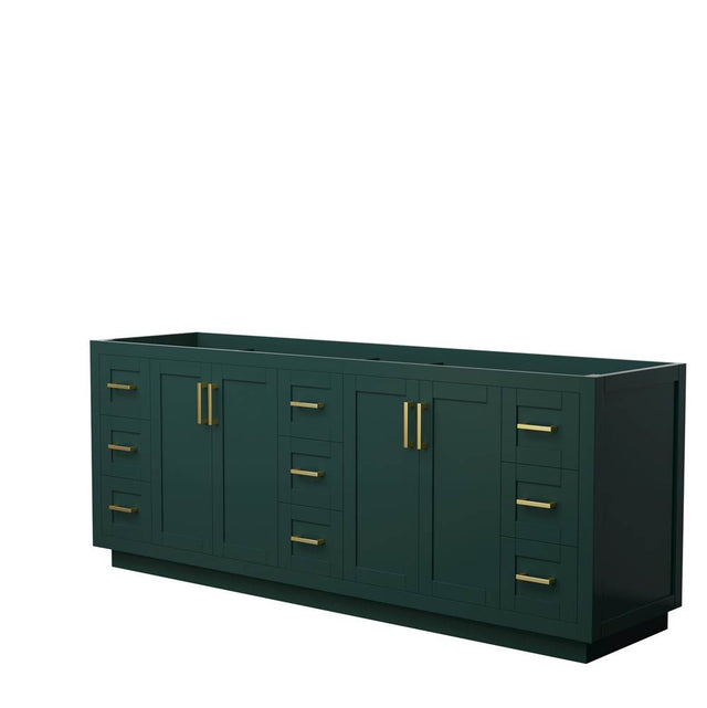 Wyndham Collection - Miranda 84 Inch Double Bathroom Vanity in Green, No Countertop, No Sink, Brushed Gold Trim
