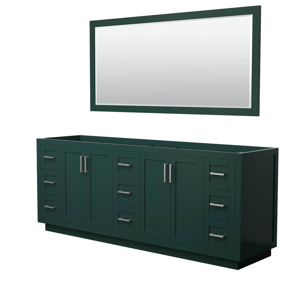 Wyndham Collection - Miranda 84 Inch Double Bathroom Vanity in Green, No Countertop, No Sink, Brushed Nickel Trim, 70 Inch Mirror