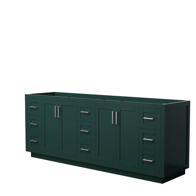 Wyndham Collection - Miranda 84 Inch Double Bathroom Vanity in Green, No Countertop, No Sink, Brushed Nickel Trim